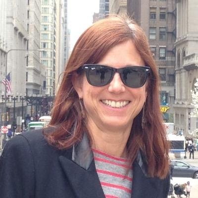 Public school teacher Stephanie Keiles with city in the background