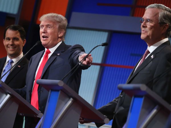 Donald Trump at GOP debate giving speech