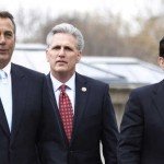 Boehner, McCarthy and Cantor walking outside