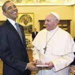 Pope Francis and President Obama with big smiles