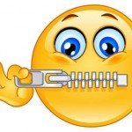 A smiley-face with a zipper zipped lips