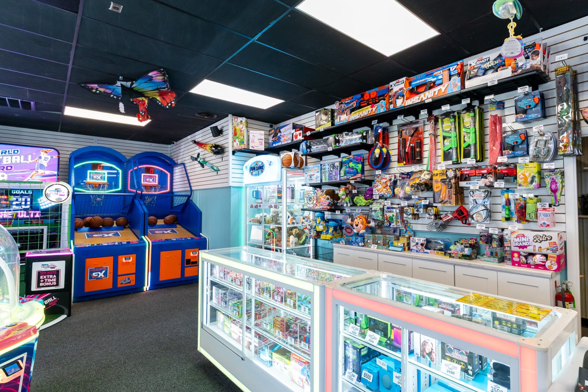 An arcade prize call with toys, board games, and more.