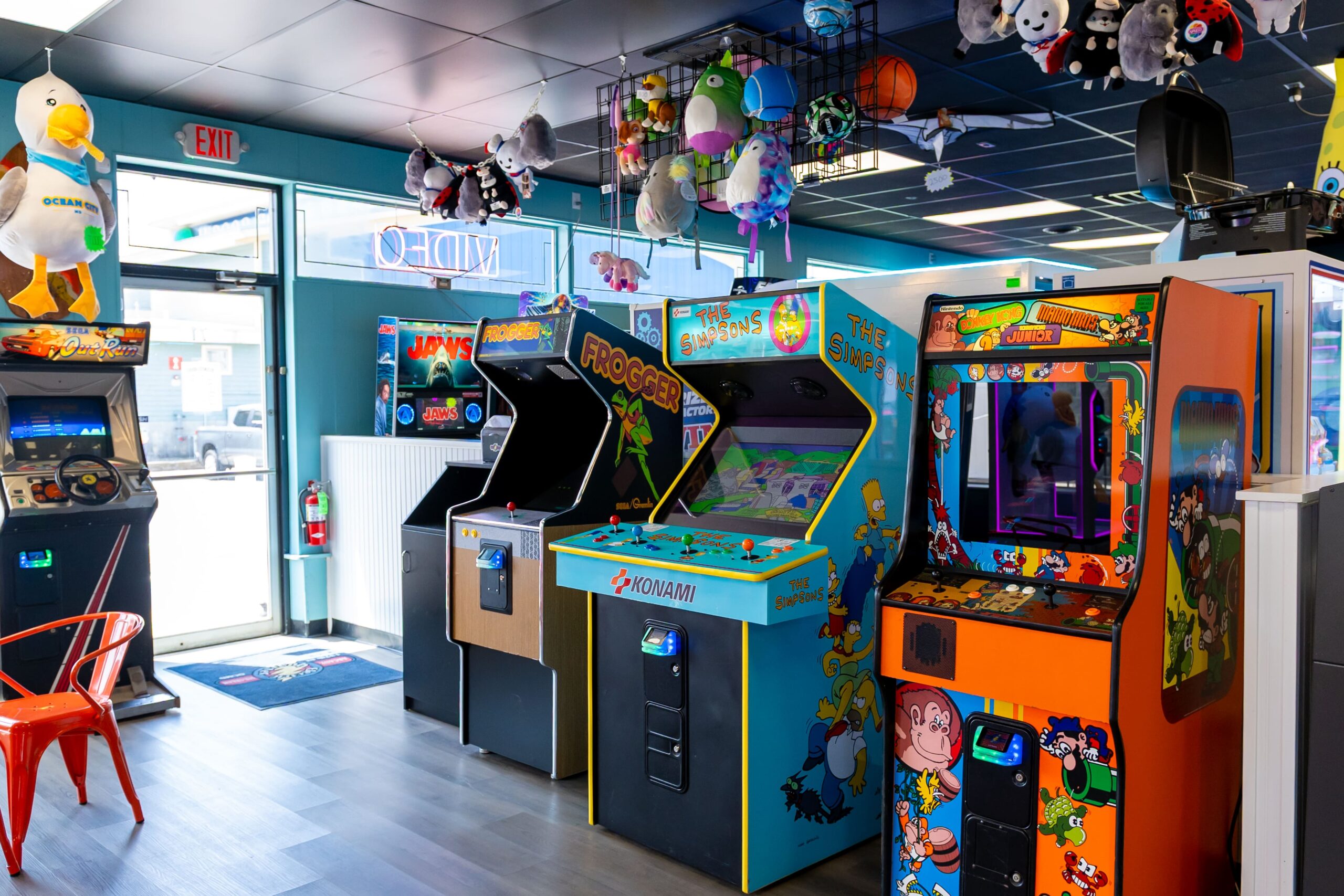 Old school games at an arcade.