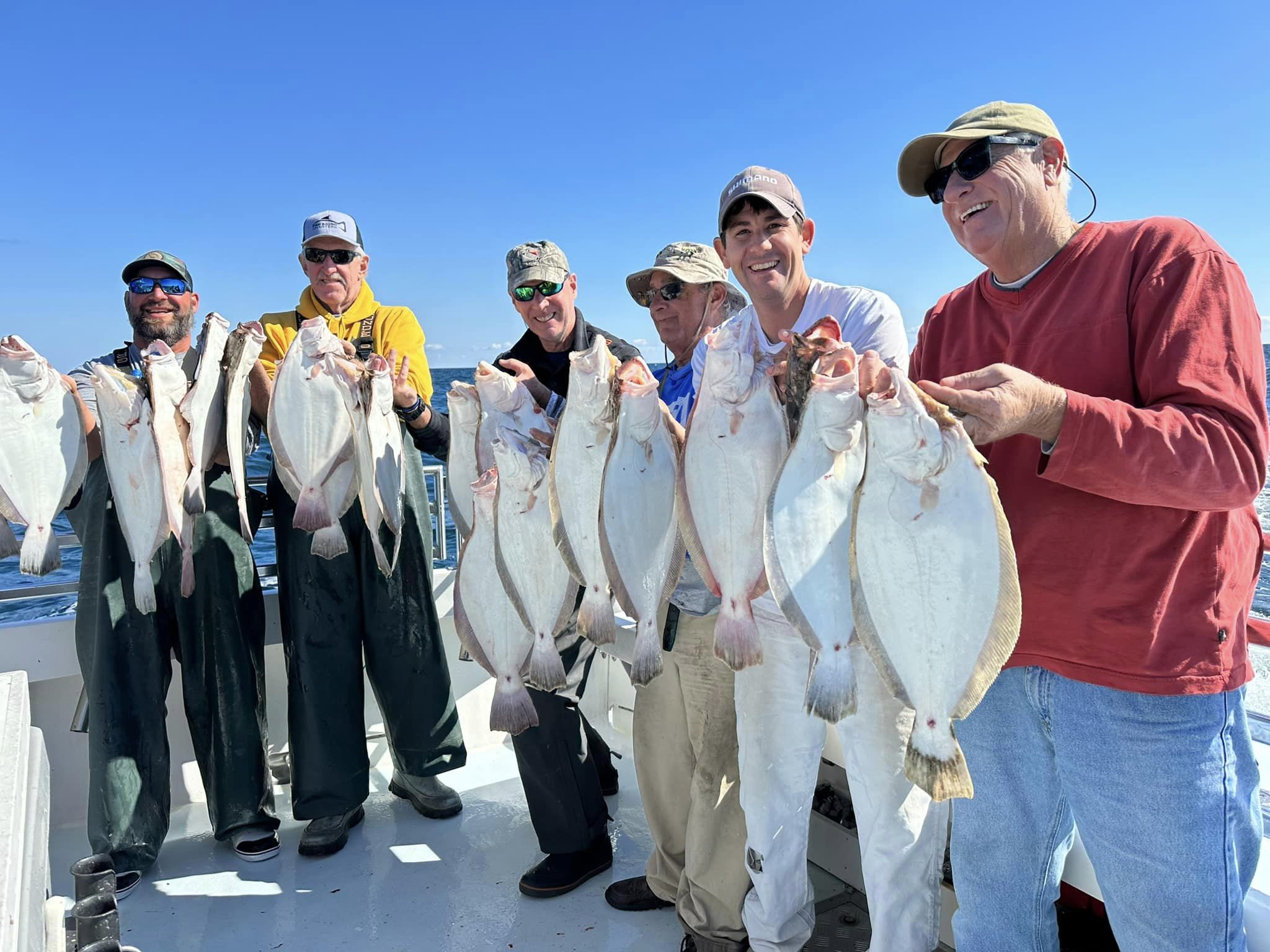 Flounder, Boat Limits of Sea Bass & A Mako Shark On A Party Boat