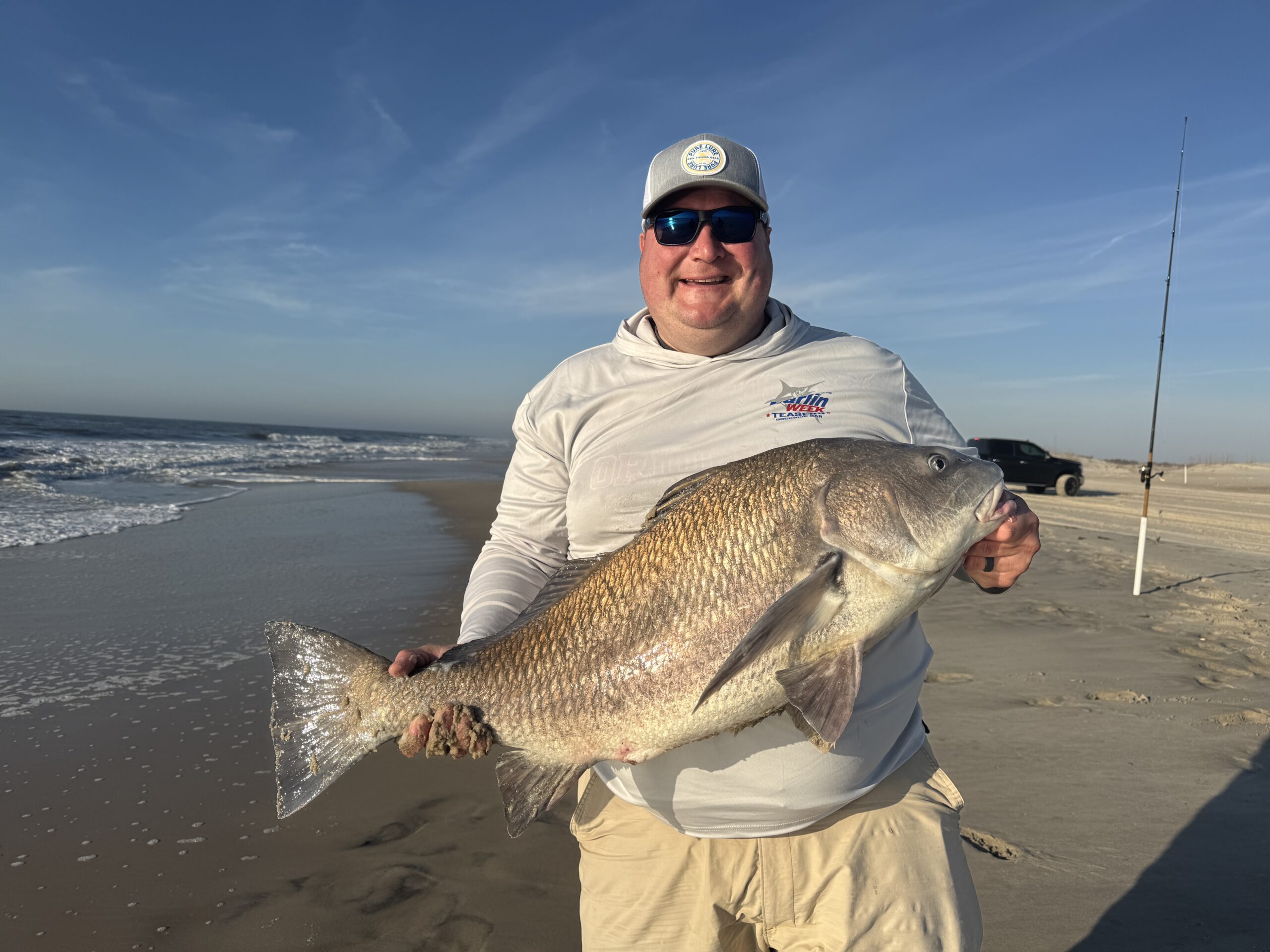 Big Black Drum From The Surf and Keeper Flounder From the Bay