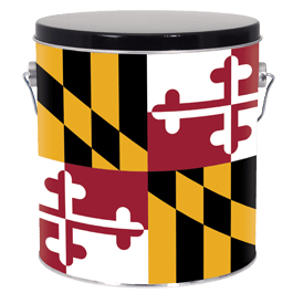 1 gallon can with Maryalnd flag theme