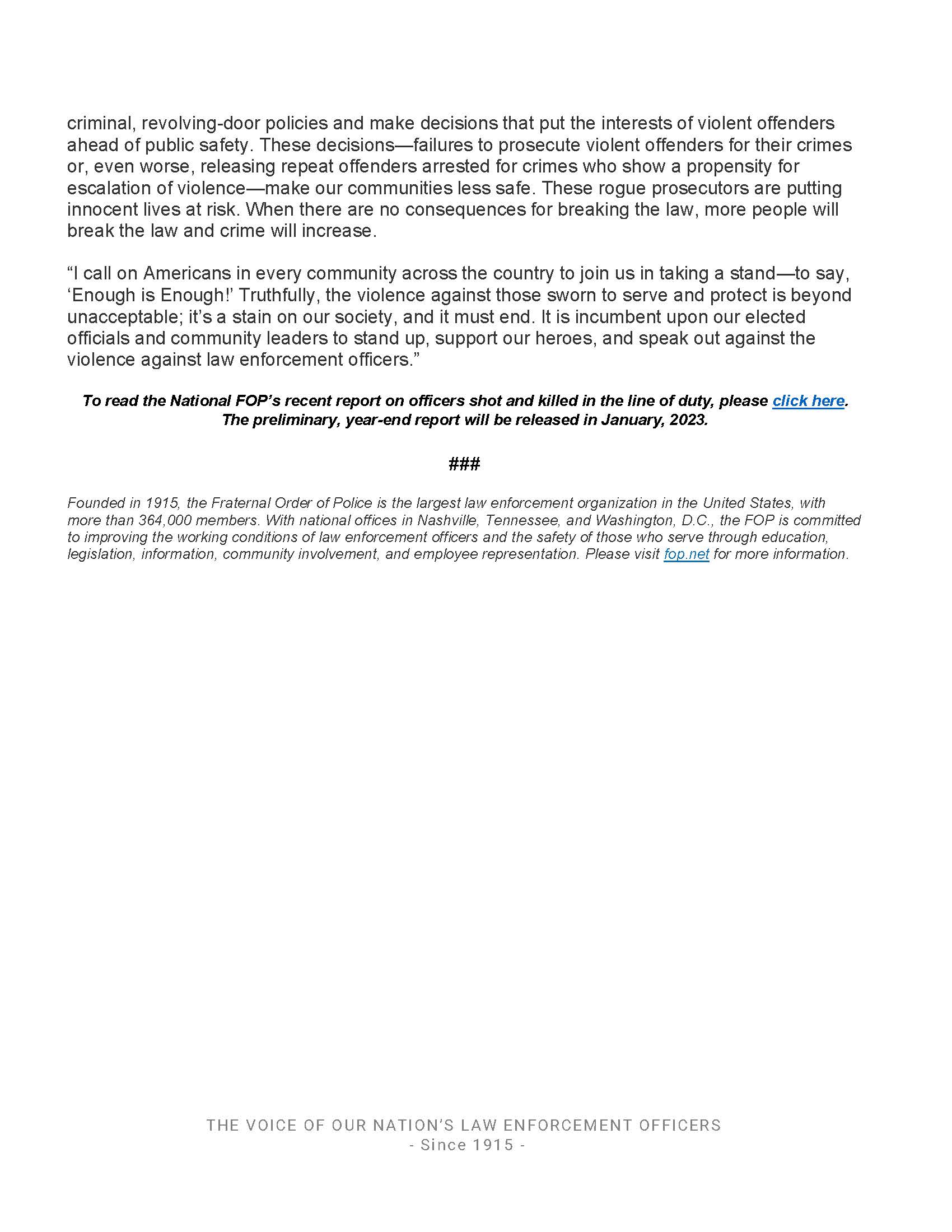 Press Release from National FOP 12/21/2022 | Events Calendar FOP #3