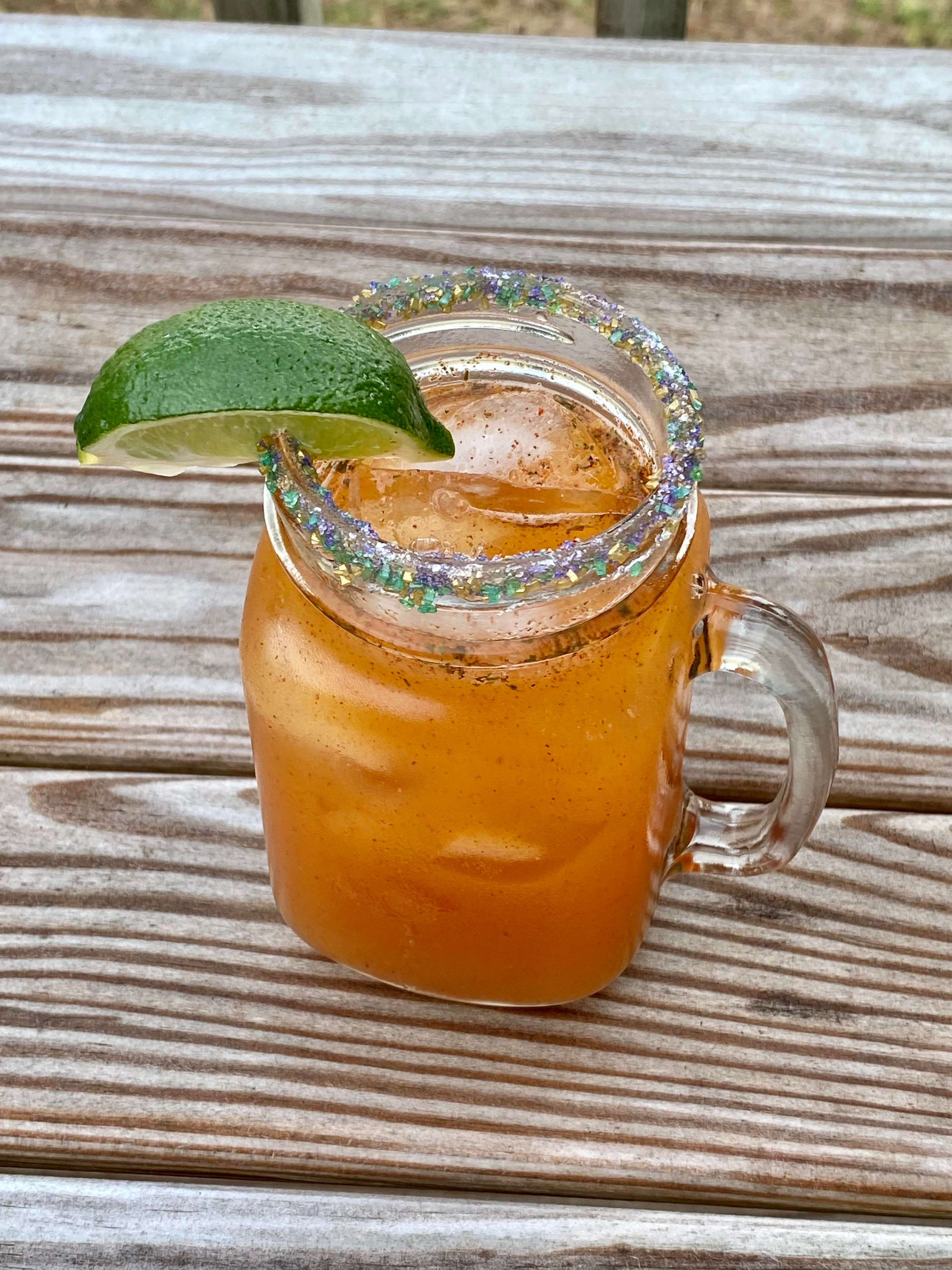 margarita in glass jar with lime