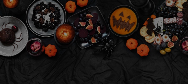 halloween party food and decorations