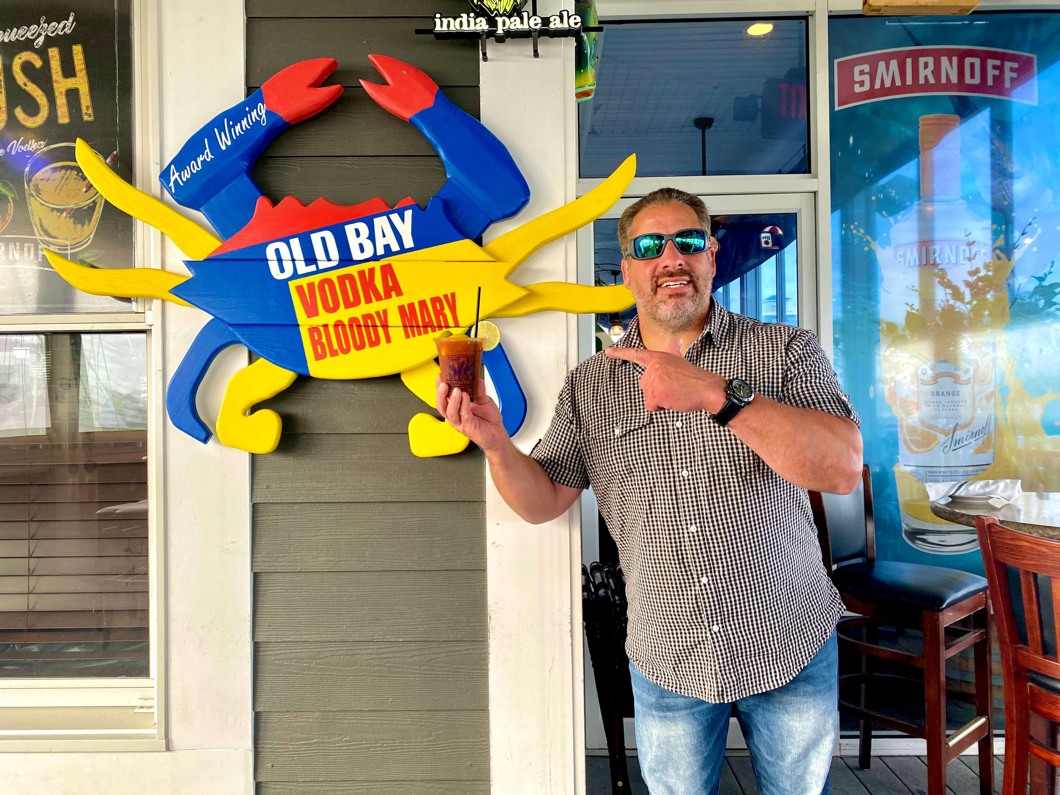 Greg and Old Bay Vodka painted crab