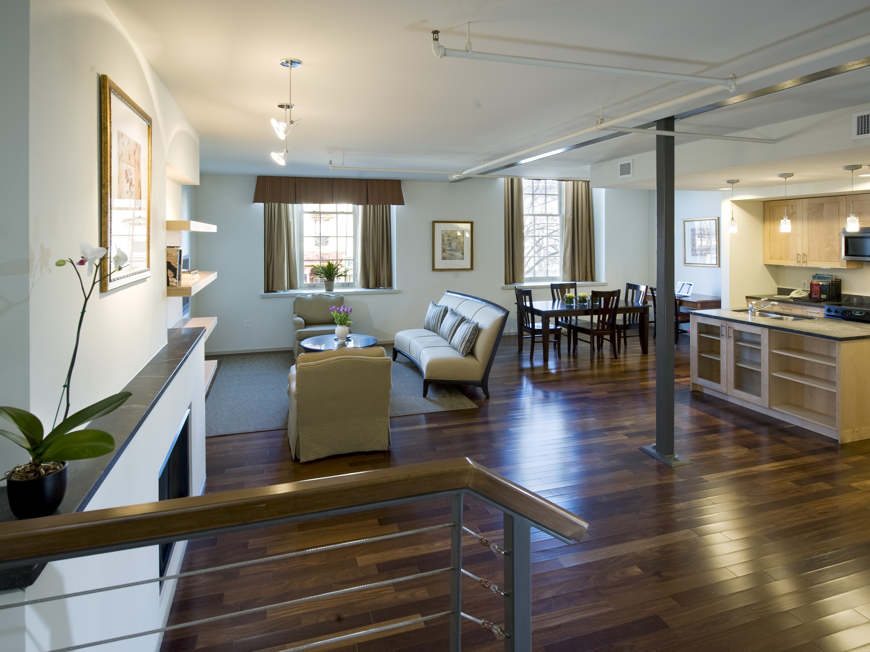 open living area and kitchen