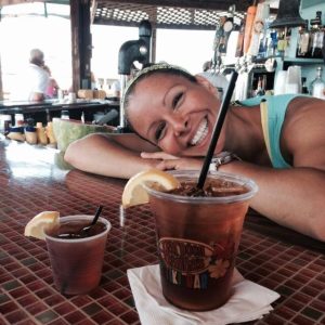 bartender head on bar