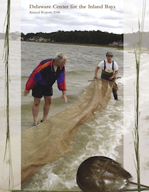 two men standing in the water with a large fish