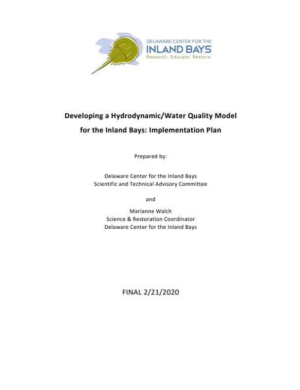 a white sheet with the words developing a hydrodylant / water quality model for the inland days