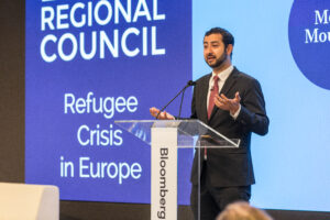 Man talking to a group of people