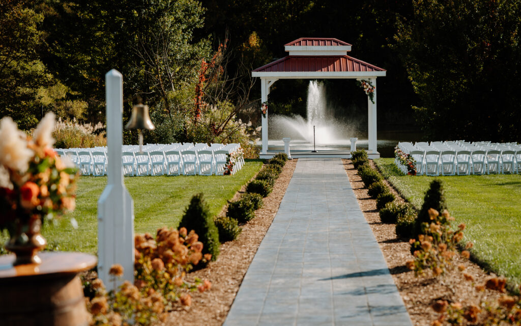 The outdoor ceremony site at King Cole Farm ready for the wedding!