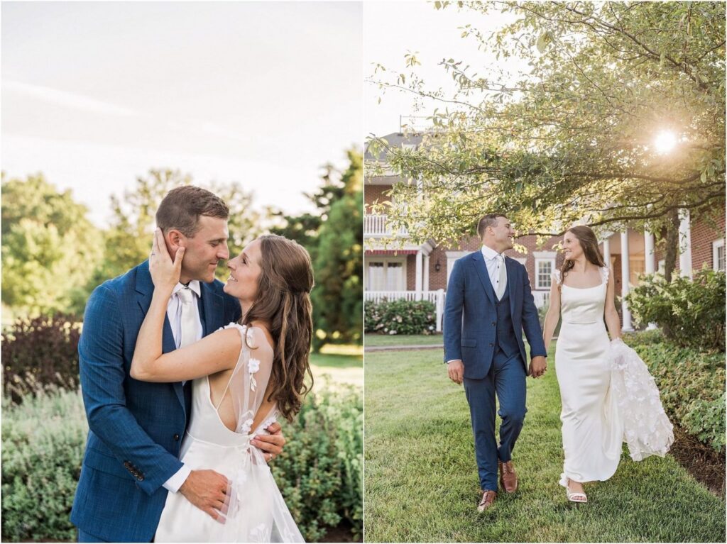 Bride & Groom outside at King Cole Farm in Dover, DE
