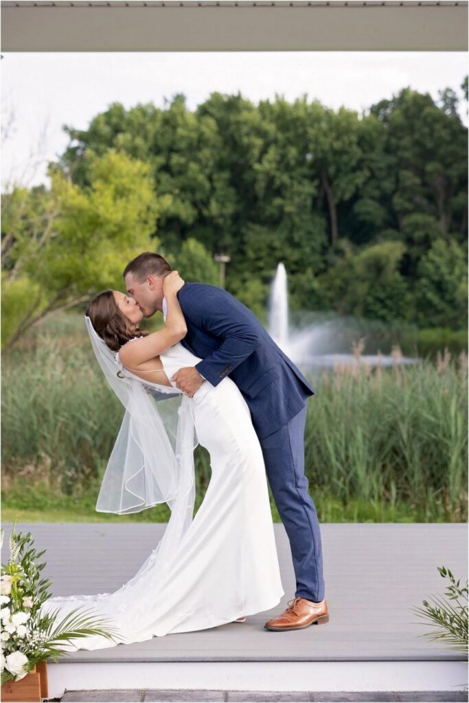 Bride & Groom outside at King Cole Farm in Dover, DE