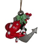 Crab on Silver Anchor Ornament by Beachcombers
