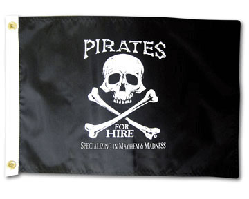 Pirates for Hire 12" x 18" Grommeted Pirate Flag Pirates for Hire 12" x 18" Grommeted Pirate Flag