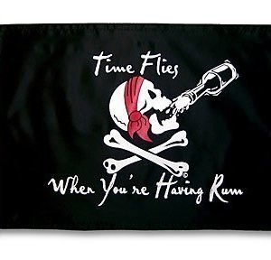 Time Flies w/Rum 12" x 18" Grommeted Pirate Flag