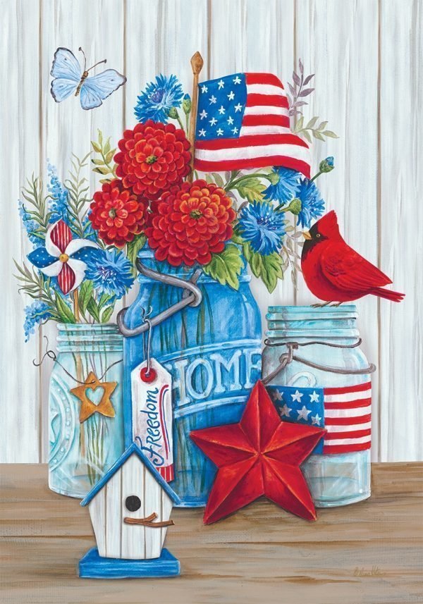 Patriotic Still Life House Flag by Custom Decor