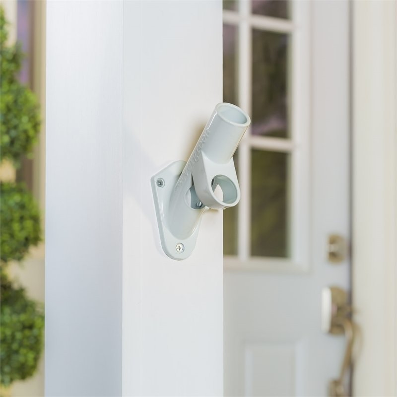 2 Position Aluminum House Flag Pole Bracket White Finish 126150 2-Position Aluminum House Flag Pole Bracket - White Finish-126150