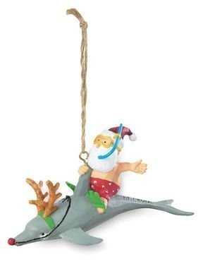 Santa Riding Dolphin - Christmas Ornament by Cape Shore