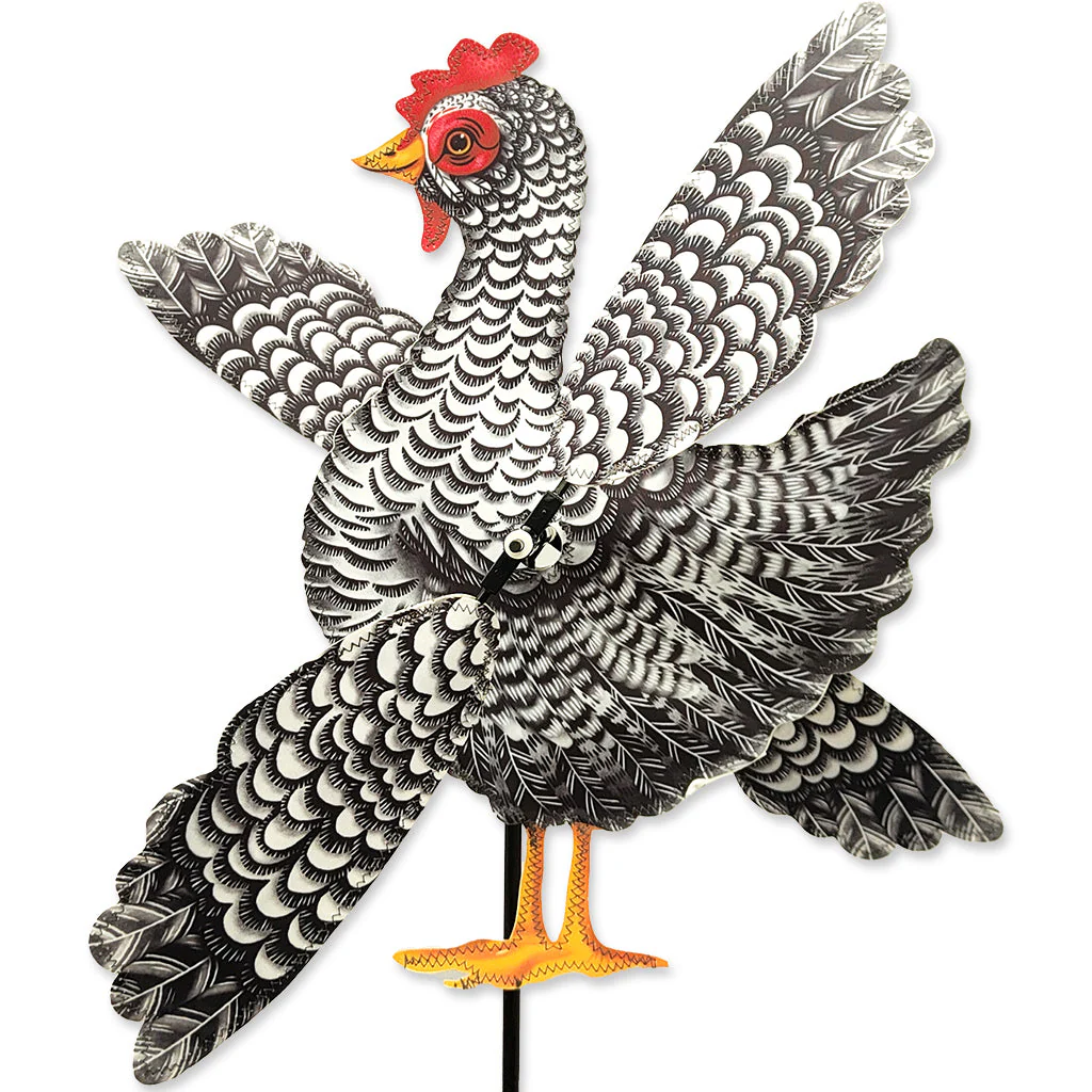 Black and White Chicken Whirligig Garden Spinner - 20" by Premier Black and White Chicken Whirligig Garden Spinner - 20" by Premier