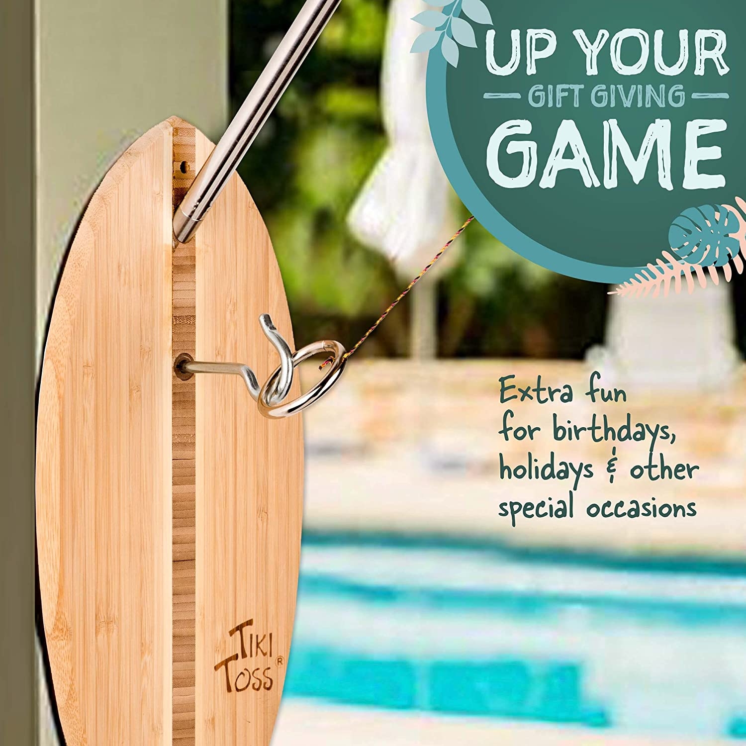 Tiki Toss Hook & Ring Game - Flowerchild Edition For Indoor/Outdoor Fun
