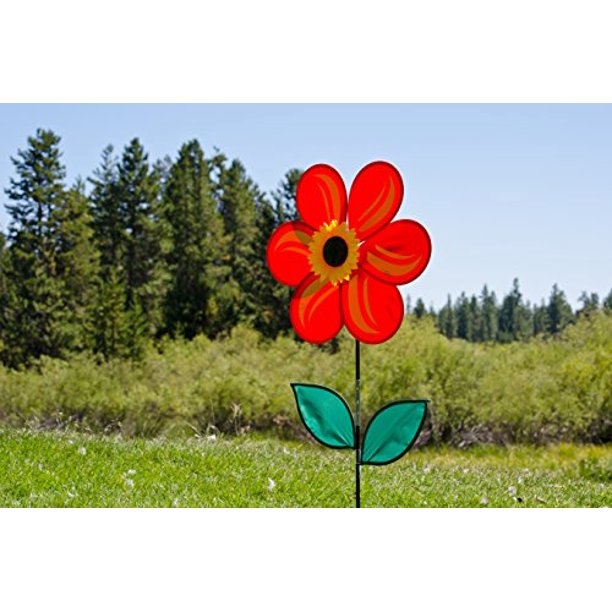 Red Sunflower Garden Wind Spinner with Leaves 19" - by In The Breeze Red Sunflower Garden Wind Spinner with Leaves 19" - by In The Breeze