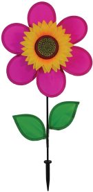 Pink Sunflower Garden Yard Wind Spinner -12"