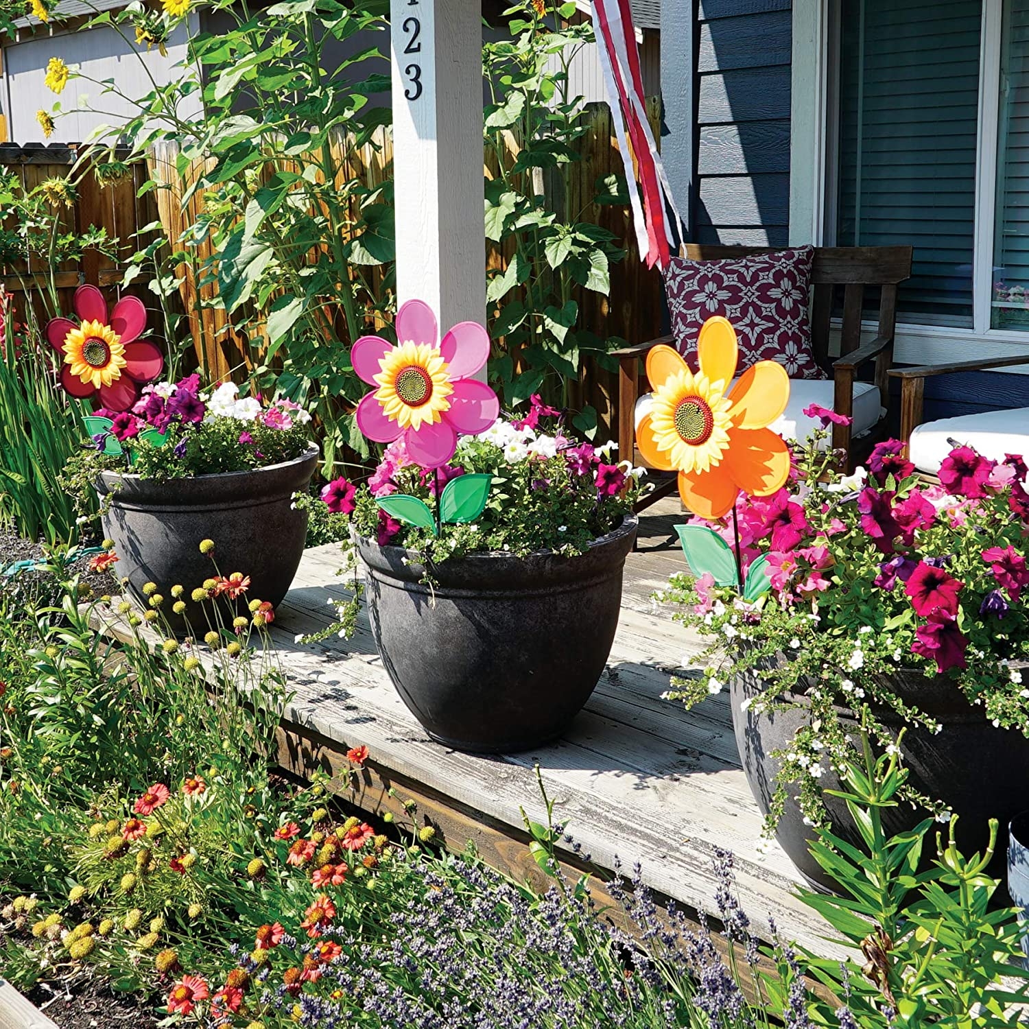 Burgundy Sunflower Garden Yard Wind Spinner with Leaves 12 " by In the Breeze Burgundy Sunflower Garden Yard Wind Spinner with Leaves 12 " by In the Breeze