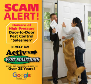 a man and a woman standing in front of a door with a dog