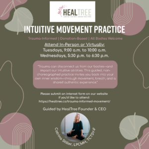a flyer for a yoga class with a woman sitting on the floor