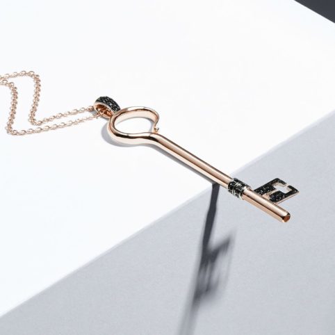 Rose Gold Key with Black Diamonds