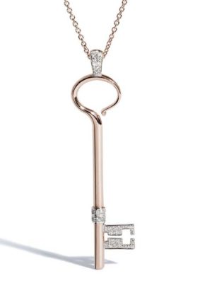 Rose Gold Key with White Diamonds