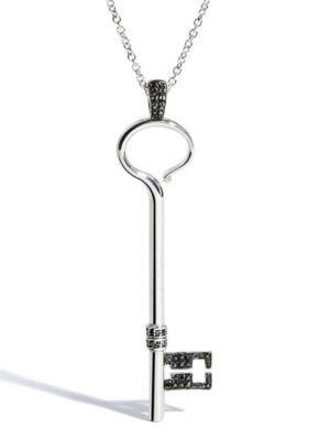 White Gold Key with Black Diamonds