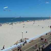 view of boardwalk and beach