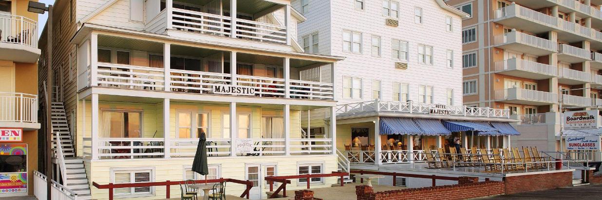 boardwalk view of majestic hotel