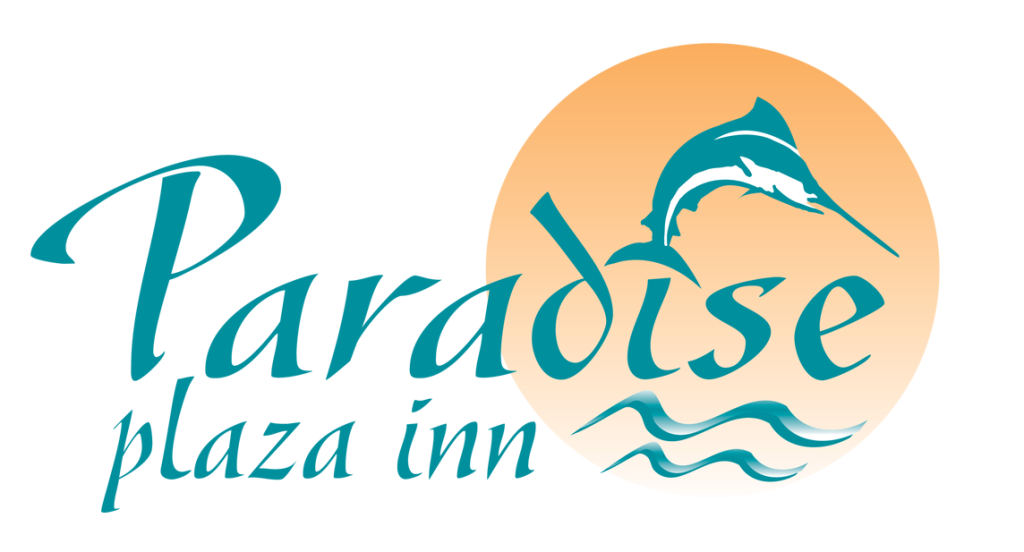 Paradise Plaza Inn logo with blue letters