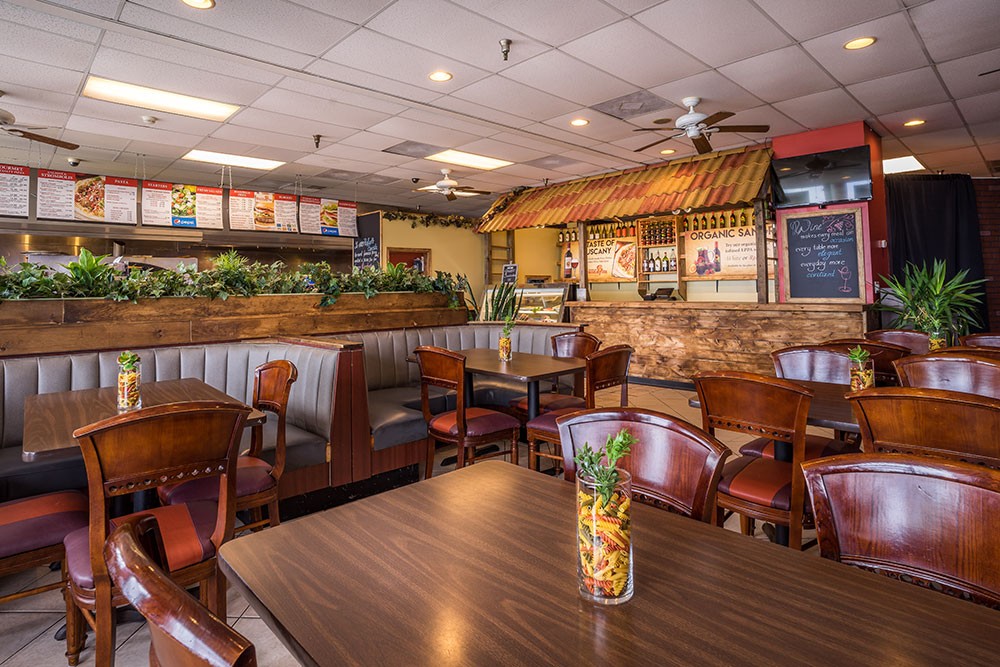indoor restaurant booths and tables