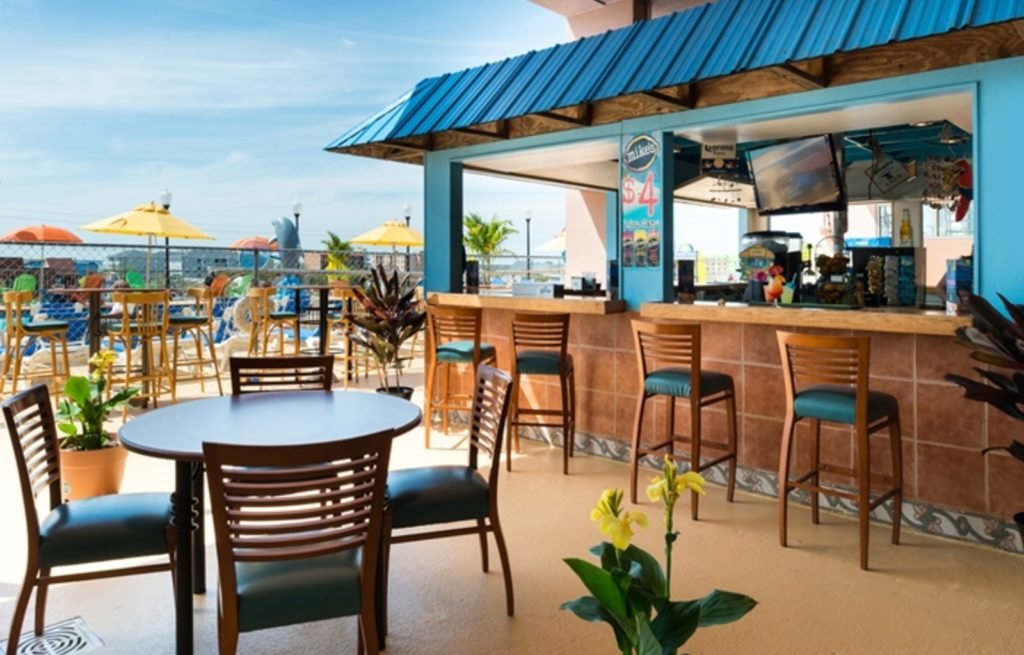 outside pool bar and tables