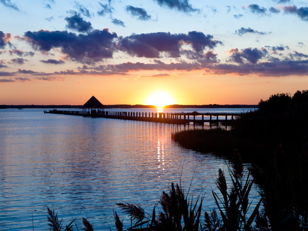 sunset over bay