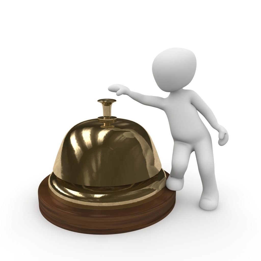 stock image of character ringing bell