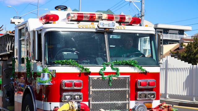 Firetruck with a St. Patrick's Day clover