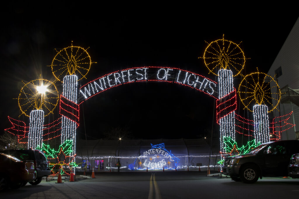 Winterfest of Lights front gateway of lights.