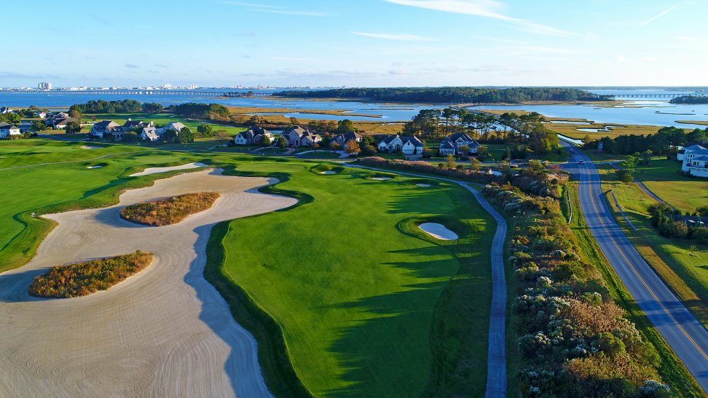 A drone view of Lighthouse Sound.