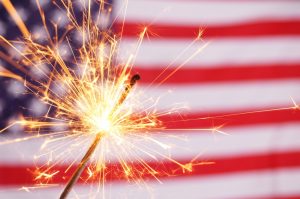 sparkler with american flag