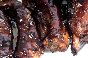 close up bbq ribs